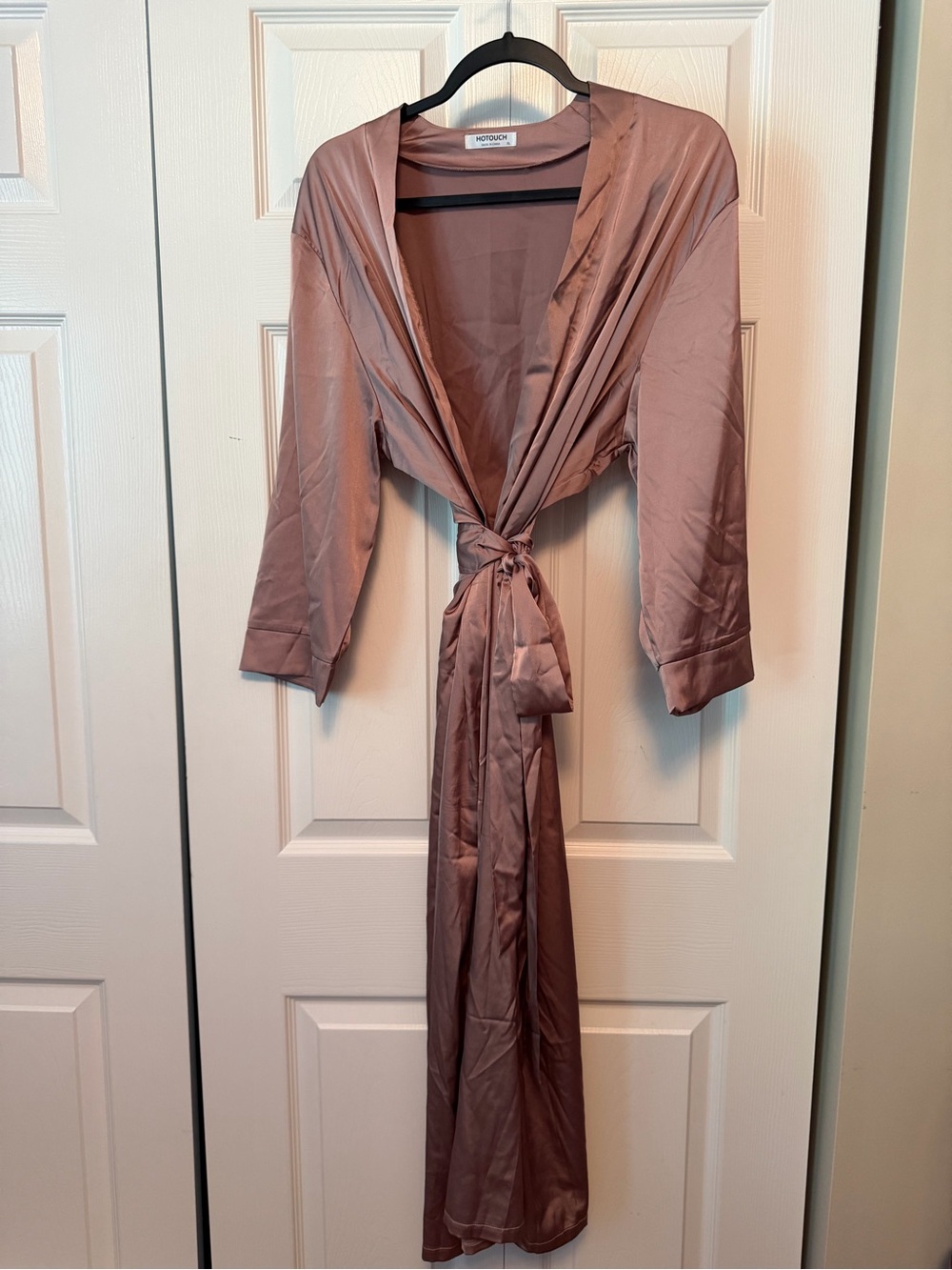 Satin Tie-Waist Robe in Mauve